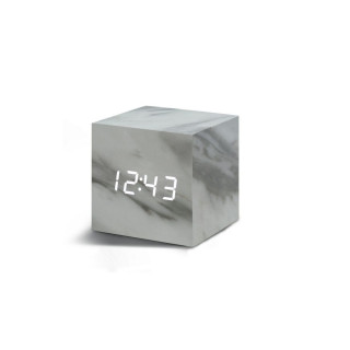 Часовник, Cube Click Clock, мермерно бел 