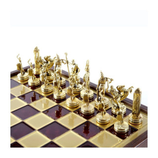 Сет за шах во дрвена кутија, Greek Mythology Chess Set, црвен, среден 