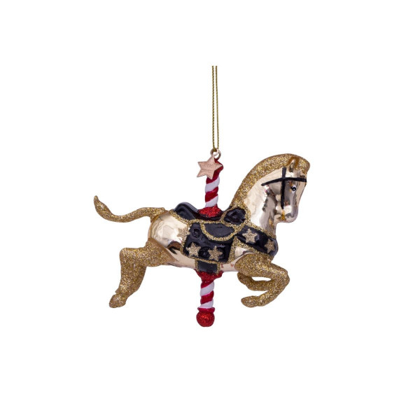 Лампион, Shiny Gold Carousel Horse, 9 cm