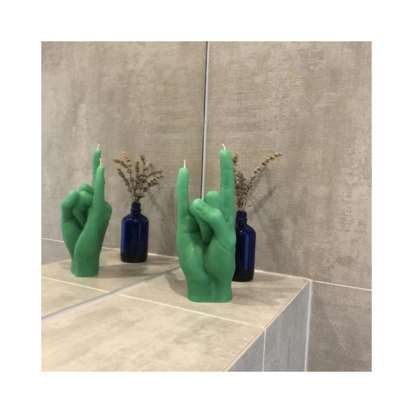 Свеќа, Hand Gesture Candles, You Rock, зелена 