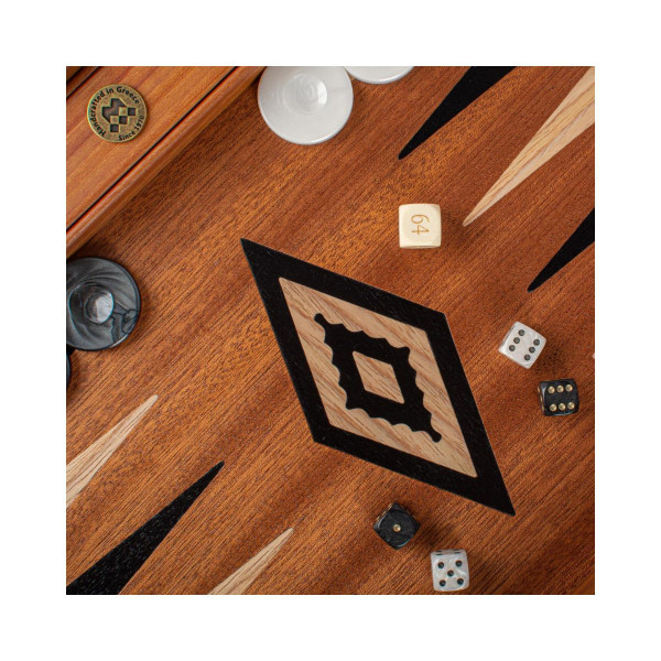 Сет за табла, Handmade Mahogany Inlaid Backgammon with Black & Oak Points 
