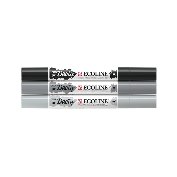 Сет двострани маркери, Ecoline - Black & Grey, 3 бои 