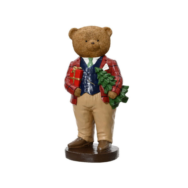 Декоративна фигура, Bear w/Christmas Tree, 34.5 cm 