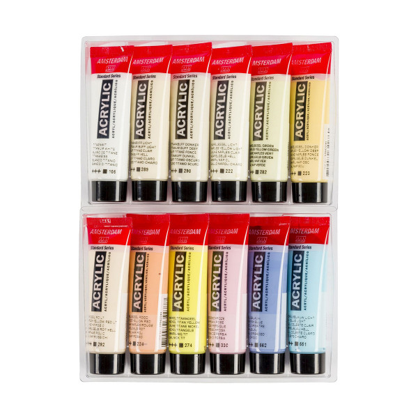 Сет акрилни бои - пастелни, Amsterdam, All Acrylics - Standard Series pastel set, 12 x 20мл 