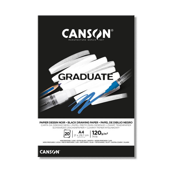 Хартија за цртање - блок, Canson, Graduate - Black Drawing, A4, 120 г/м² 