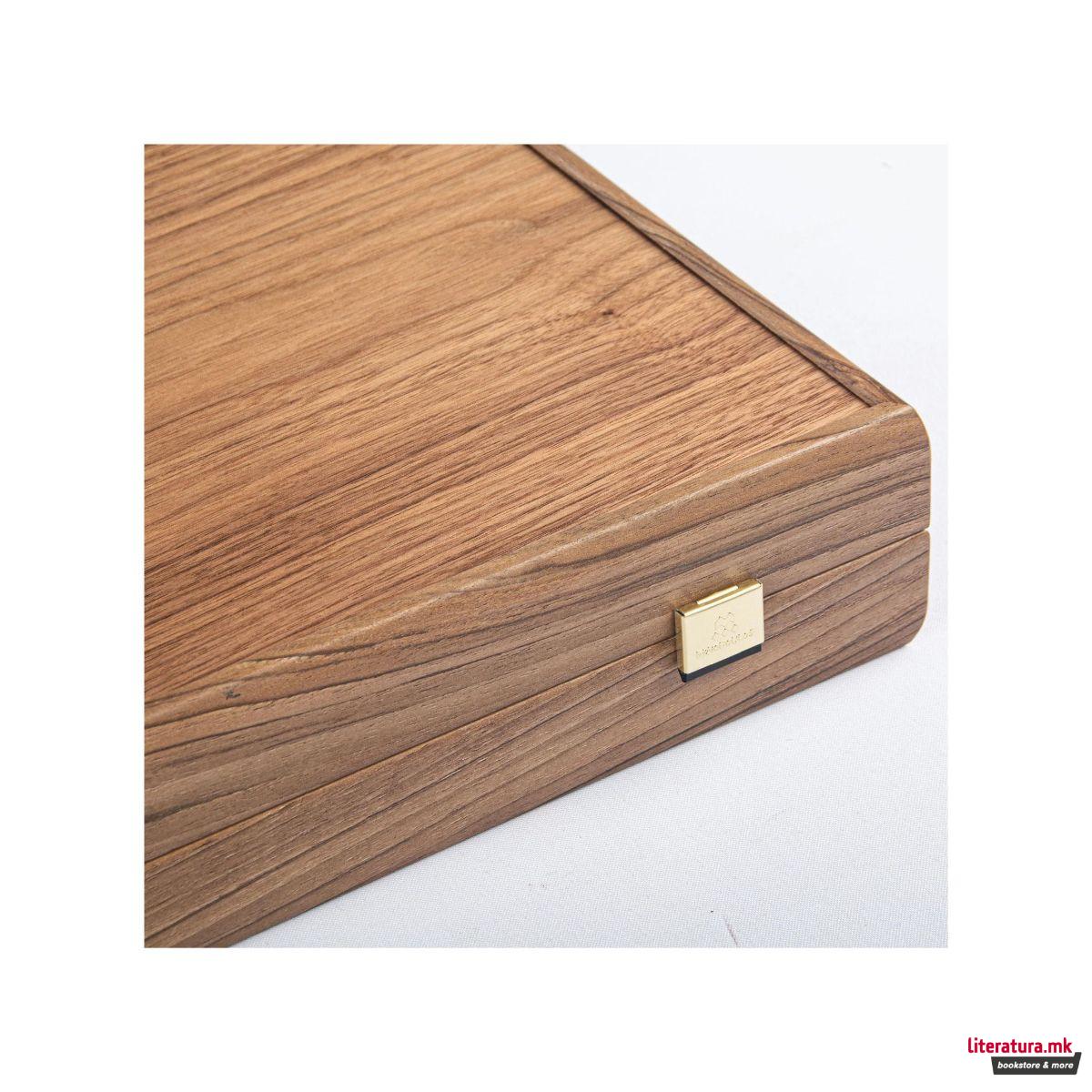 Сет за табла, Handcrafted Oak & American Walnut - Elegant Marquetry Design 