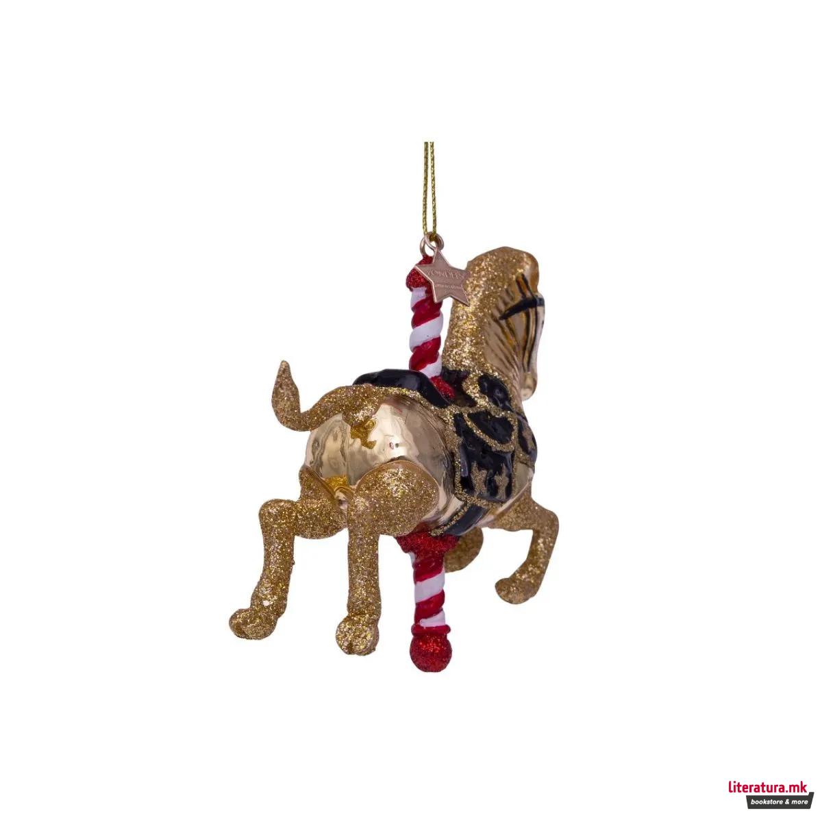 Лампион, Shiny Gold Carousel Horse, 9 cm