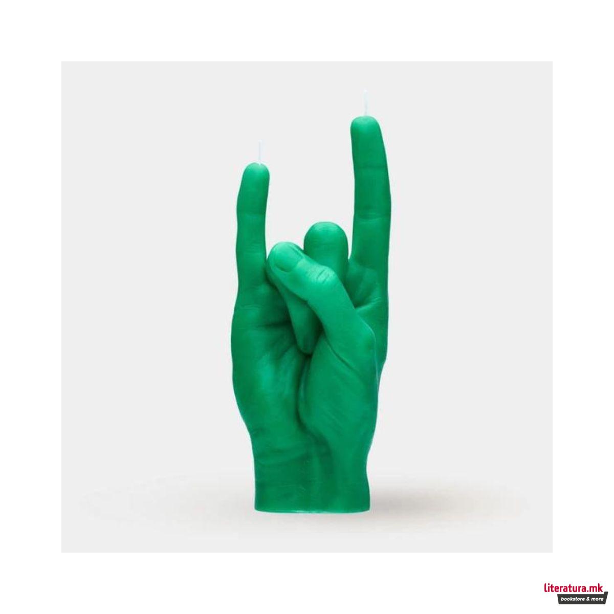 Свеќа, Hand Gesture Candles, You Rock, зелена 