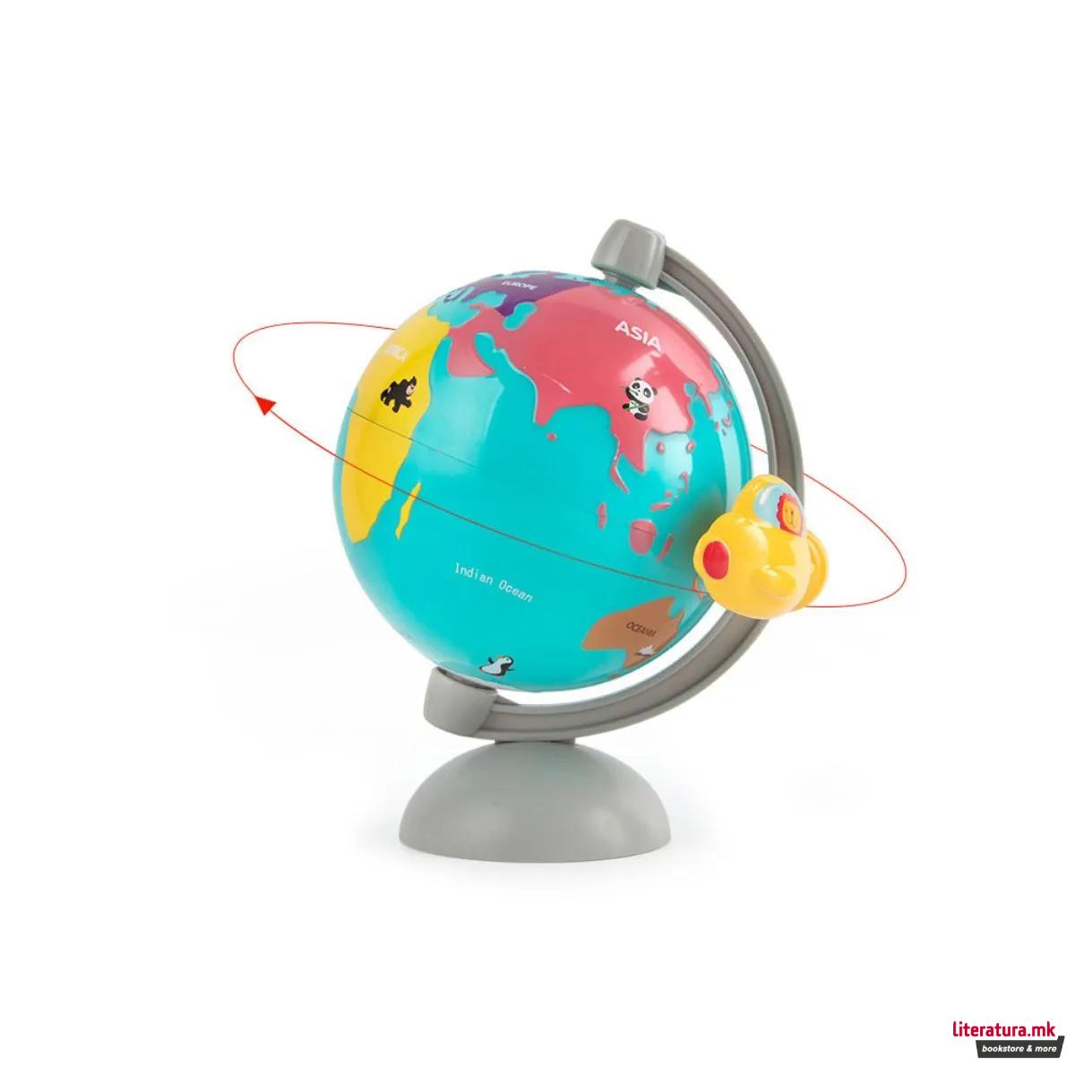 Дрвена сложувалка - Мапа на светот + глобус, 63 парчиња 