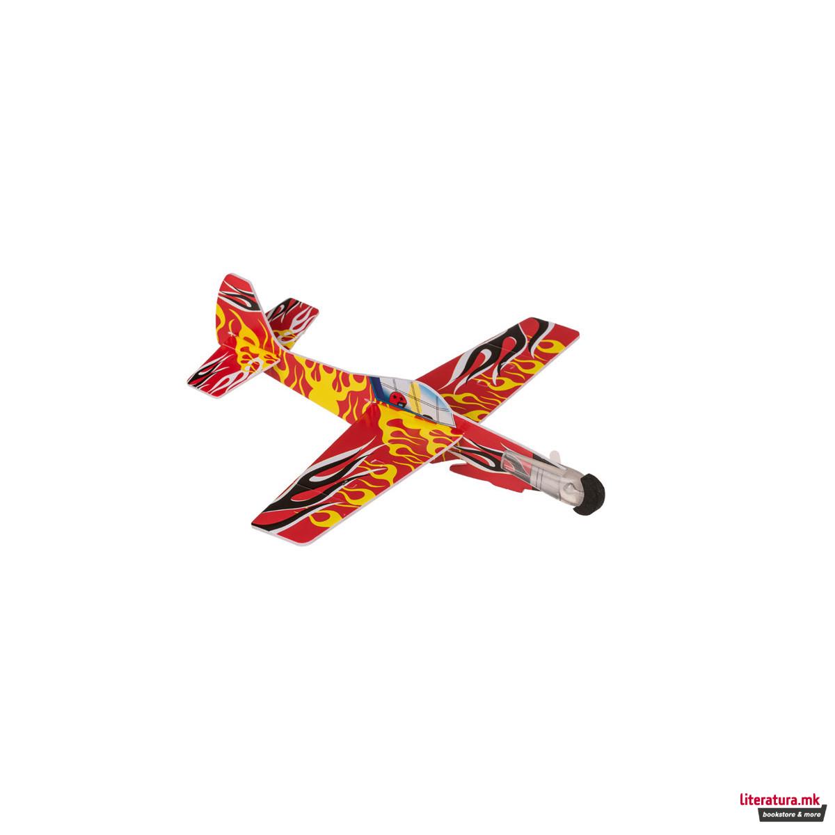 Играчка авионче со ластик за фрлање, 20 цм, 8 дизајни 