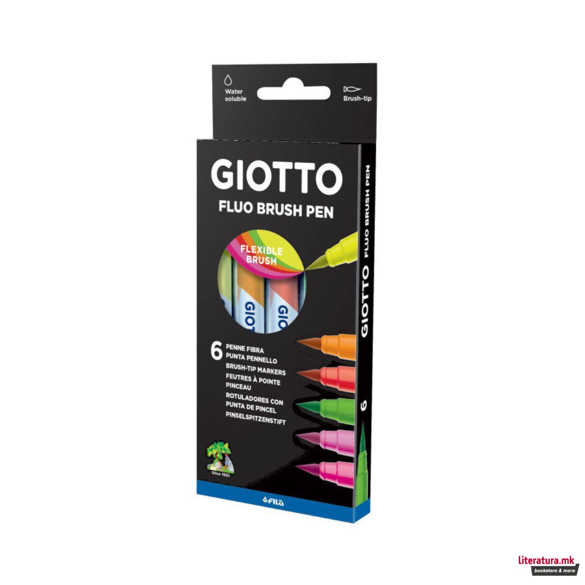 Сет брашпенс, Giotto Turbo Soft Brush Fluo, 1/6 