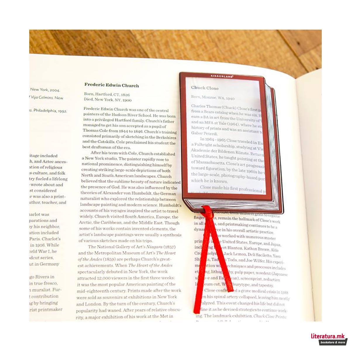 Разделник-лупа во форма на книга, Fresnel Bookmark + Magnifier 