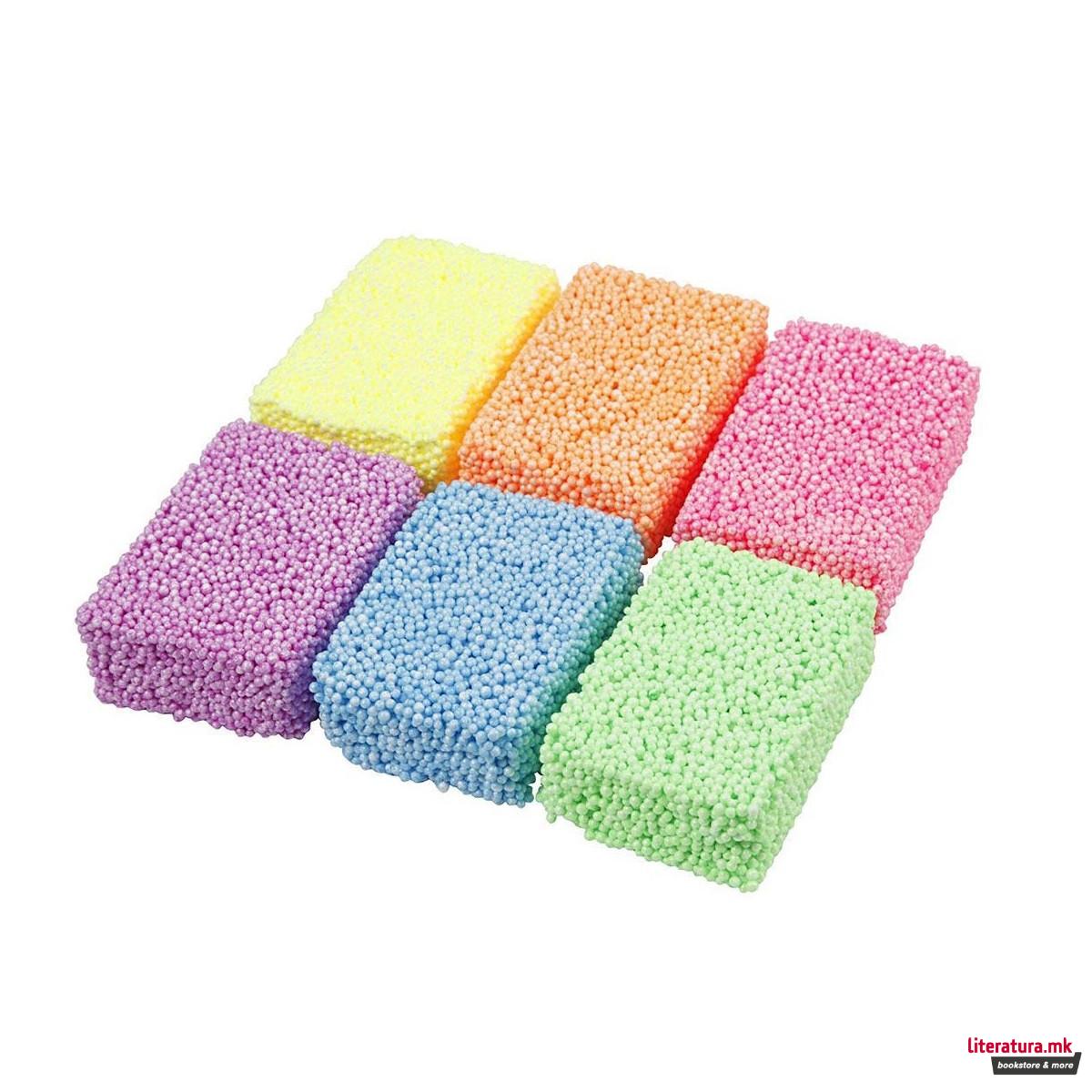 Сет мека глина за изработка - неонски бои, Soft Foam, 6 бои x 10g 